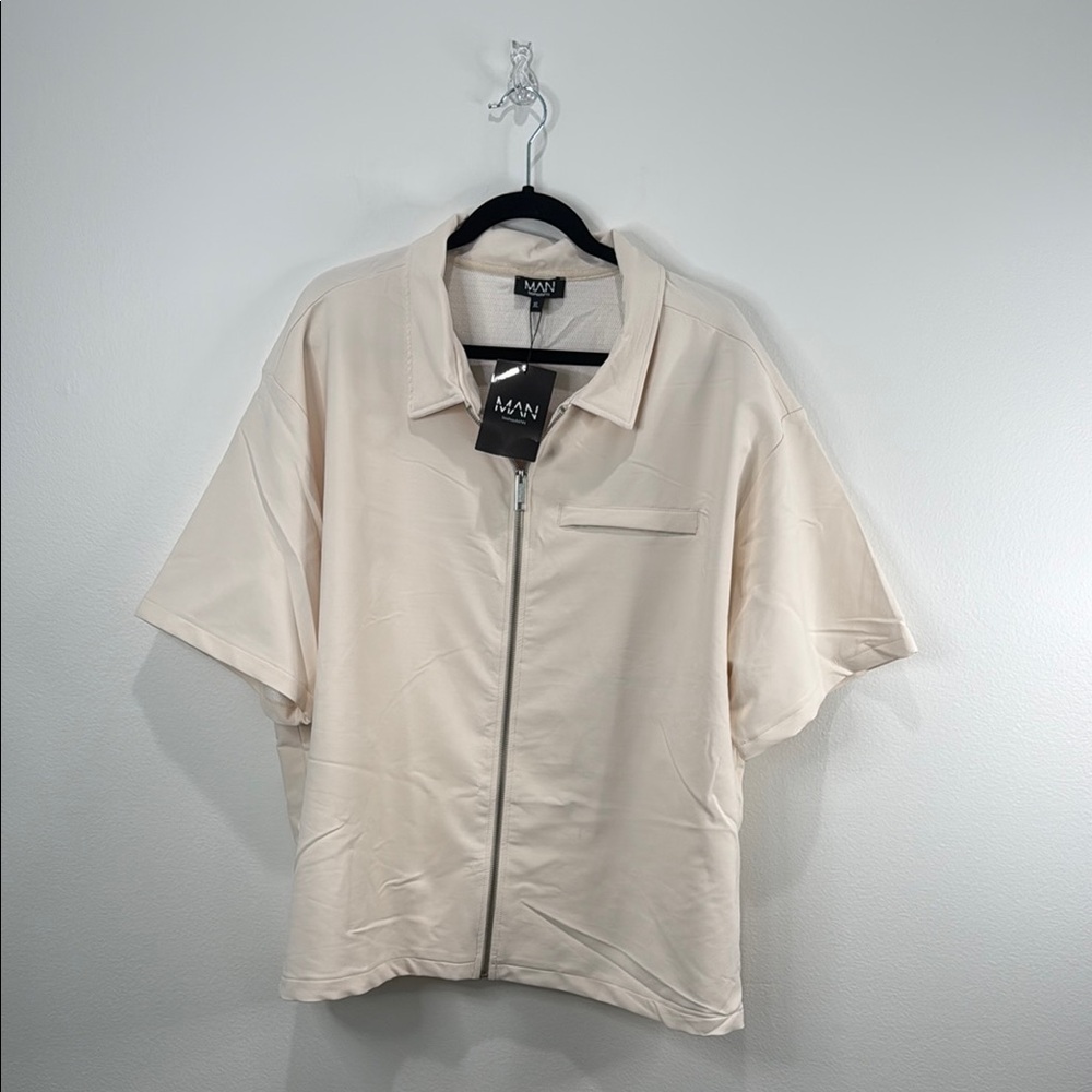 Boohoo Mens Cream Lightweight Shirt Jacket
